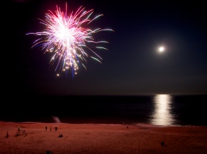 Fireworks over the beach
